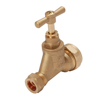 Flomasta Brass Compression Heating & Sanitary Shut-Off Stop Cock(Dia)15mm X 25mm from B&Q
