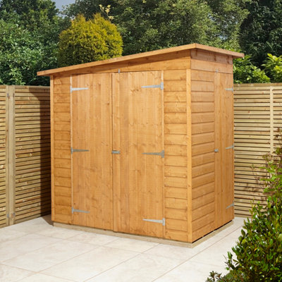 GoodHome Clapperton 6X4 Ft Pent Wooden 2 Door Shed With Floor - Assembly Service Included