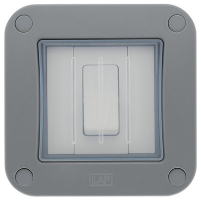 Lap 10A Grey 1 Gang Outdoor Weatherproof Switch from B&Q