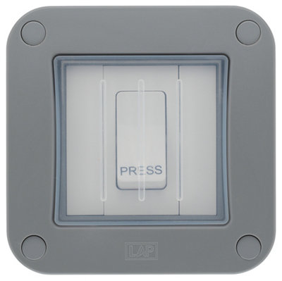 Lap 10A Grey 1 Gang Outdoor Weatherproof Retractive Switch from B&Q