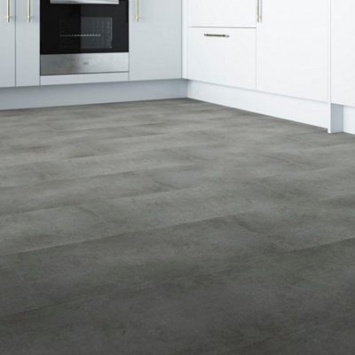 GoodHome Baila Grey Stone Effect Textured Click Vinyl Tile2.23M² from B&Q