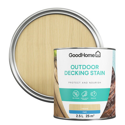 GoodHome Natural Matt Quick Dry Decking Wood Stain2.5L from B&Q