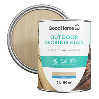 GoodHome Natural Oak Matt Quick Dry Decking Wood Stain5L from B&Q