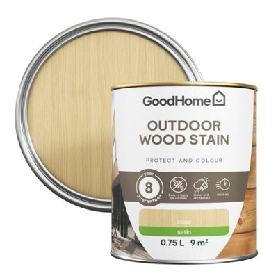 GoodHome Outdoor Clear Satin Quick Dry Wood Stain750Ml from B&Q