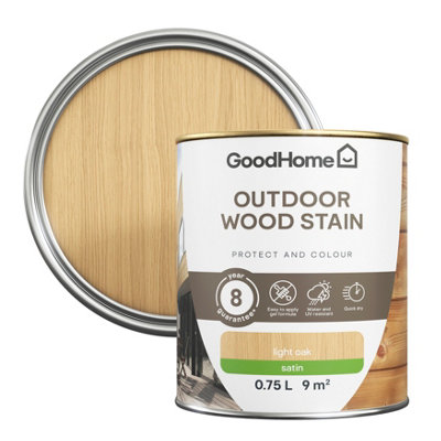 GoodHome Outdoor Light Oak Satin Quick Dry Wood Stain750Ml from B&Q