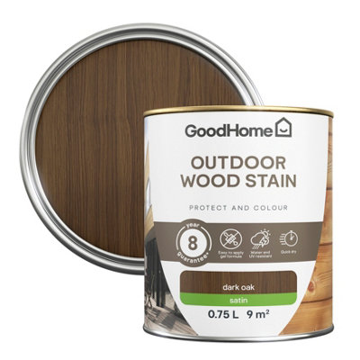 GoodHome Outdoor Dark Oak Satin Quick Dry Wood Stain750Ml from B&Q