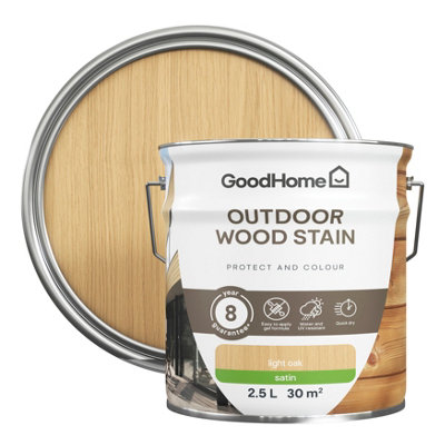 GoodHome Outdoor Light Oak Satin Quick Dry Wood Stain2.5L from B&Q