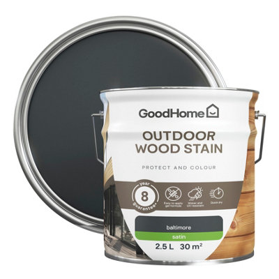 GoodHome Outdoor Baltimore Satin Quick Dry Wood Stain2.5L from B&Q
