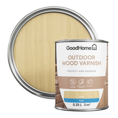 GoodHome Outdoor Clear Matt Wood Varnish250Ml from B&Q