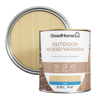 GoodHome Outdoor Clear Matt Wood Varnish750Ml from B&Q