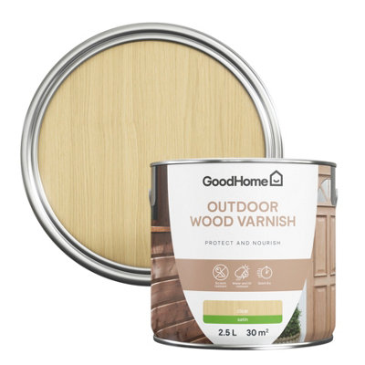 GoodHome Outdoor Clear Satin Wood Varnish2.5L from B&Q