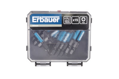 Erbauer Pz2 Screwdriver Bits (L)50mmSet Of 15 from B&Q