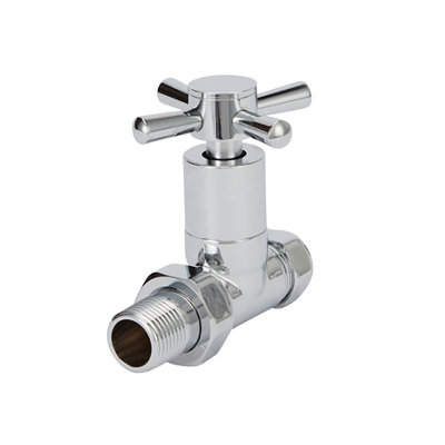 GoodHome Gloss Chrome Effect Straight Manual Radiator Valve & Lockshield (Dia)15mmPack Of 2 from B&Q