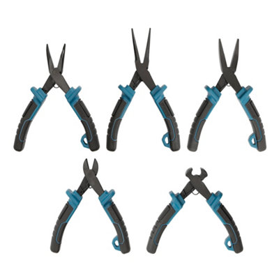 Erbauer 5 Piece Chrome Vanadium Steel Mini Pliers Set E_Pl9 Ergonomic Soft-Grip Grip from B&Q