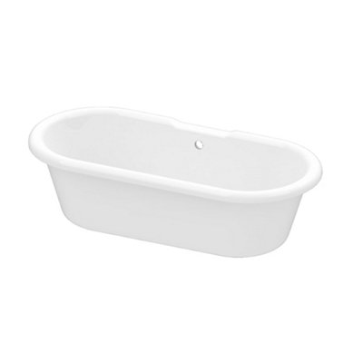 GoodHome Emba Gloss White Acrylic Freestanding Roll-Top Double Ended Bath (L)1700mm (W)800mm from B&Q
