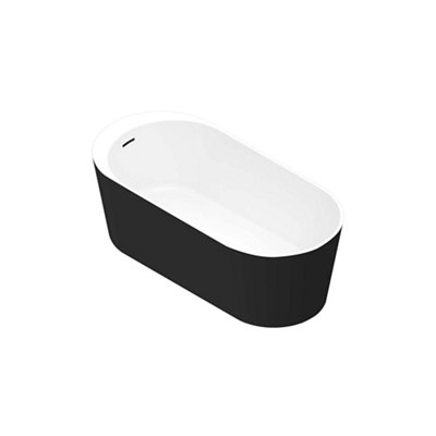 GoodHome Huron Matt Black Acrylic Oval Freestanding Bath (L)1700mm (W)750mm from B&Q