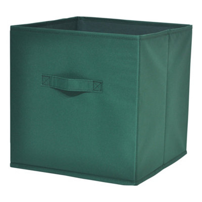 GoodHome Mixxit Dark Green CardboardPolyester (Pes) & Polypropylene (Pp) Foldable Storage Basket (H)31Cm (W)31Cm from B&Q