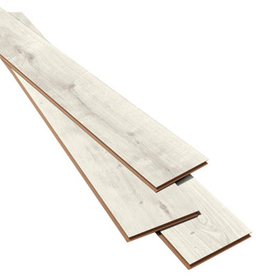GoodHome Rowley Light Grey Wood Effect Laminate Flooring Sample from B&Q