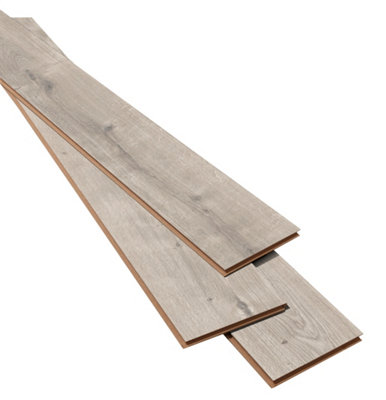 GoodHome Rowley Grey Wood Effect Laminate Flooring Sample from B&Q