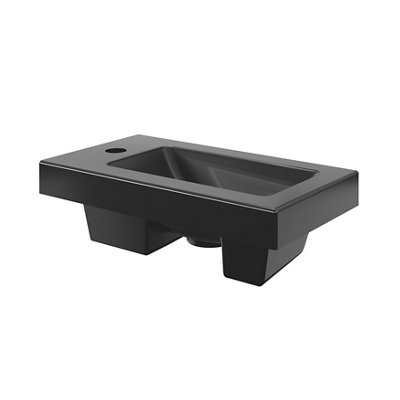 GoodHome Nira Matt Black Rectangular Cloakroom Basin (W)44.4Cm from B&Q