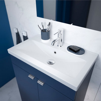 GoodHome Nira Slimline Gloss White Rectangular Single Vanity Basin (W)60.4Cm from B&Q