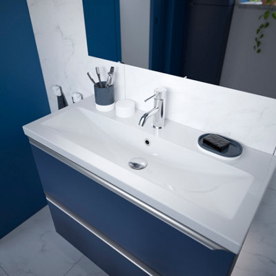 GoodHome Nira Gloss White Rectangular Vanity Basin (W)80.4Cm from B&Q