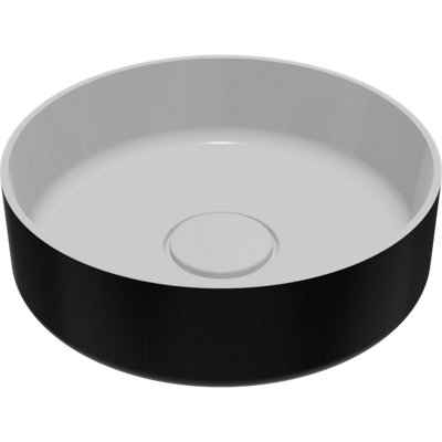 GoodHome Apanas Matt Black & White Round Counter Top Basin from B&Q