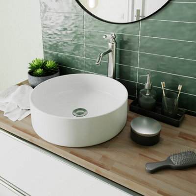 GoodHome Samal Matt White Round Counter Top Basin from B&Q