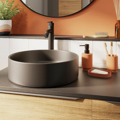 GoodHome Samal Matt Black Round Counter Top Basin from B&Q