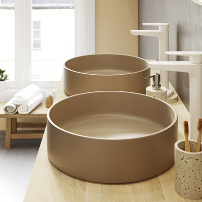 GoodHome Samal Matt Beige Round Counter Top Basin from B&Q