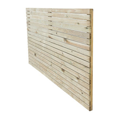 GoodHome Venetian Contemporary Double Sided Pressure Treated 3Ft Green Wooden Fence Panel (W)1.8M (H)0.9M from B&Q