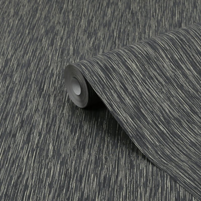 GoodHome Plains Black Metallic Effect Textured Wallpaper from B&Q
