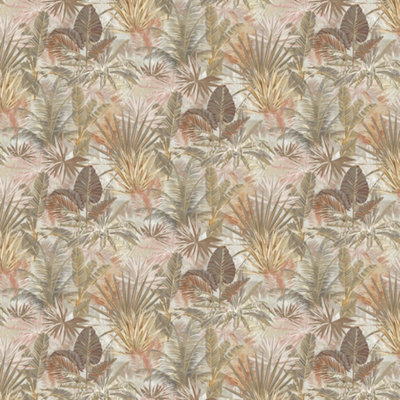 GoodHome Dioman Beige Tropical Leaves Textured Wallpaper from B&Q