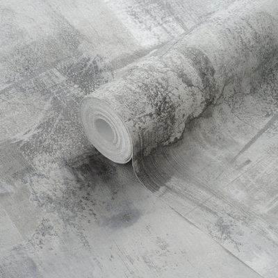 GoodHome Elmas Grey Concrete Effect Textured Wallpaper from B&Q