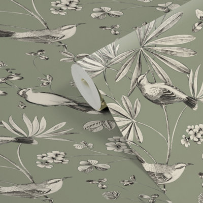 GoodHome Osum Sage Nature Textured Wallpaper from B&Q
