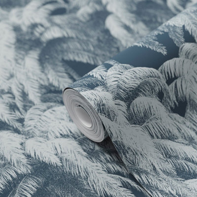 GoodHome Pumpe Blue Palm Trees Textured Wallpaper from B&Q