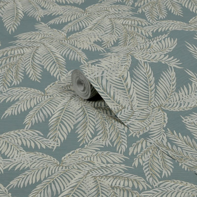 GoodHome Pyroo Sage Palm Trees Textured Wallpaper from B&Q