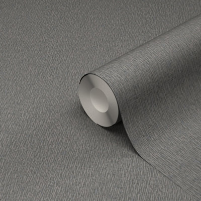 GoodHome Spinney Fusion Charcoal Mica Effect Textured Wallpaper from B&Q