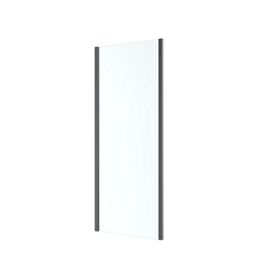GoodHome Ledava Framed Black Clear Glass Fixed Corner Side Shower Panel (H)195Cm (W)90Cm from B&Q