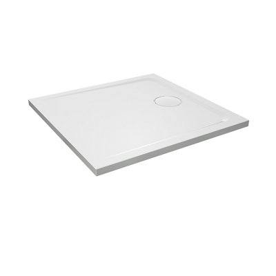 GoodHome Teesta White Square End Drain Shower Tray (L)900mm (W)900mm (H) 27mm from B&Q