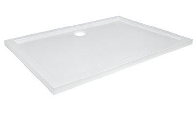 GoodHome Vorma Gloss White Rectangular Centre Drain Shower Tray (L)800mm (W)1200mm (H) 40mm from B&Q