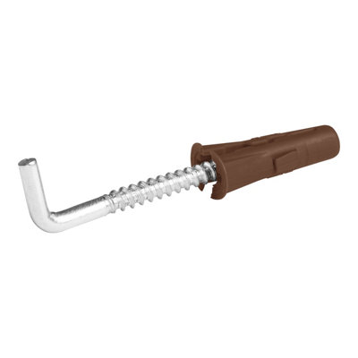 Diall Brown L Hook With Wall Plug (Dia)7mm (L)30mmPack Of 2 from B&Q