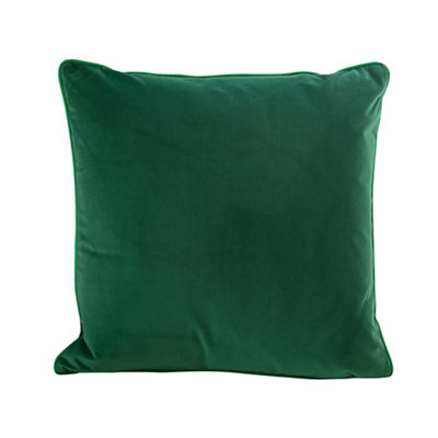 B&Q -  Valgreta Dark Green Square Velvet Effect Indoor Cushion(L)43Cm X (W)43Cm