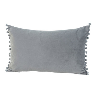 B&Q -  Valgreta Grey Rectangular Velvet Effect Indoor Cushion(L)30Cm X (W)50Cm