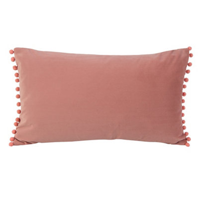 B&Q -  Valgreta Pink Rectangular Velvet Effect Indoor Cushion(L)30Cm X (W)50Cm