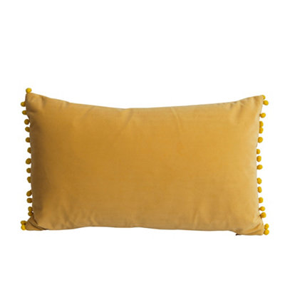 B&Q -  Valgreta Yellow Rectangular Velvet Effect Indoor Cushion(L)30Cm X (W)50Cm
