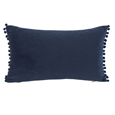 B&Q -  Valgreta Deep Navy Rectangular Velvet Effect Indoor Cushion(L)30Cm X (W)50Cm