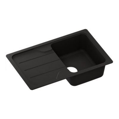 B&Q -  Fatali Black Composite Quartz 1 Bowl Sink & Drainer 500mm X 780mm