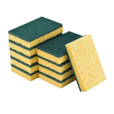 Yellow & Green Cellulose Sponge ScourerPack Of 10 from B&Q