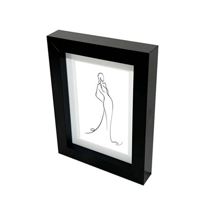 B&Q -  Matt Black Pine Effect Plain Single Picture Frame (H)20.6Cm X (W)15.6Cm